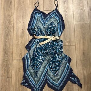 J. McLaughlin NWOT Silk Scarf Asymmetrical Hem Floaty Flowy Midi Dress - M/L